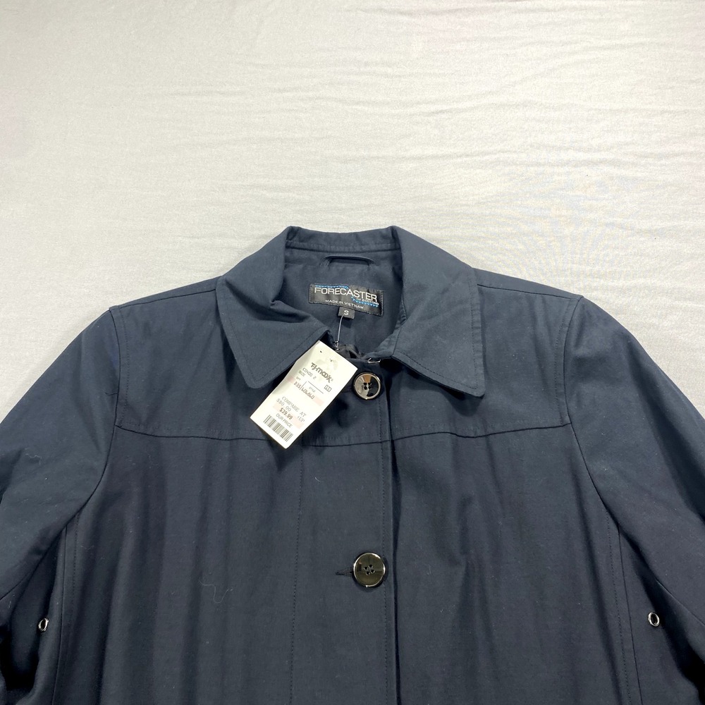 Forecaster Boston Jacket Womens Small Blue Rain Coat Cap Lined Midi Dress Career - Picture 3 of 11